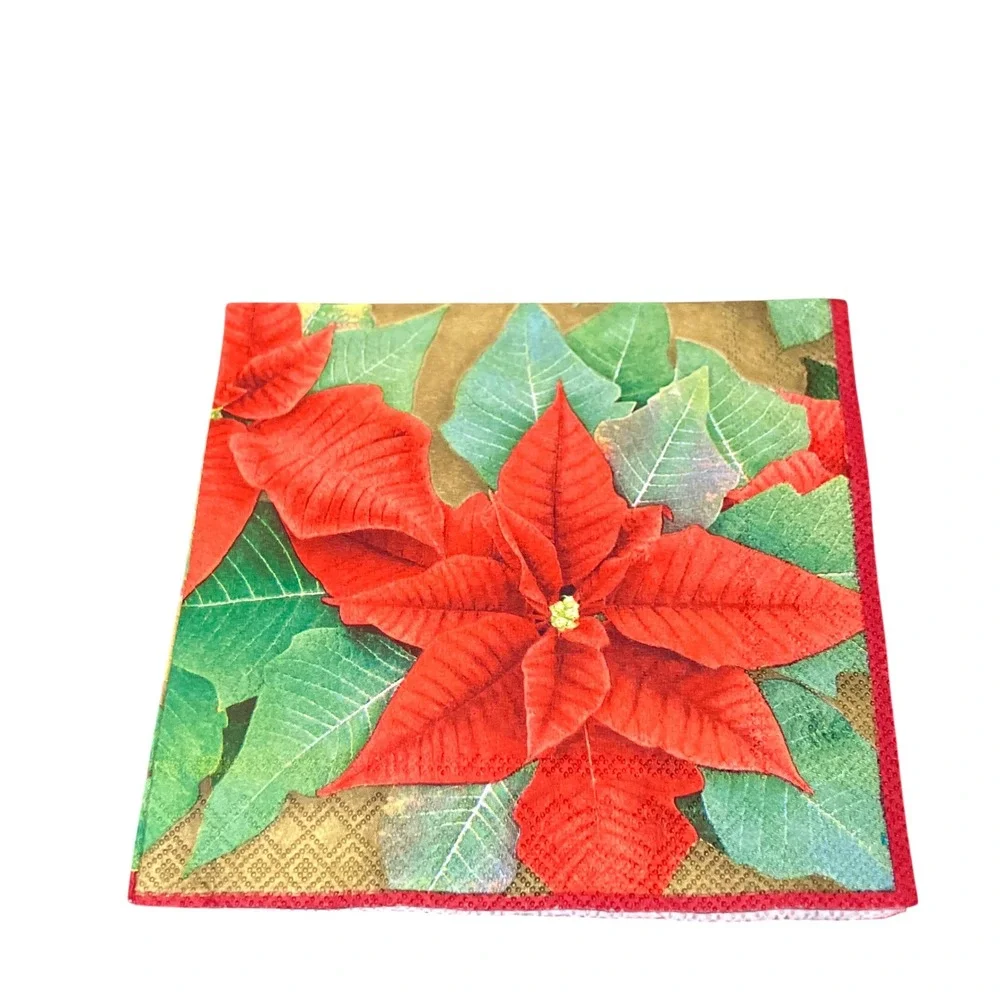 Vintage Christmas Napkins Santa Poinsettia Bundle 18 Santa 16 Poinsettia